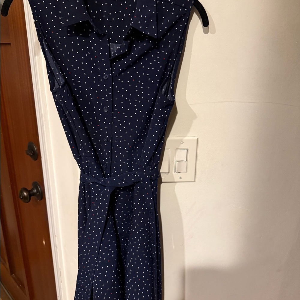 POPSUGAR Navy Polka Dot Sleeveless Dress